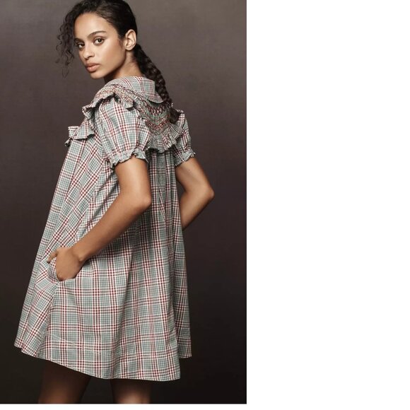 Daily Practice by Anthropologie Short-Sleeve V-Neck Midi Dress XS blue NEW - Picture 2 of 10